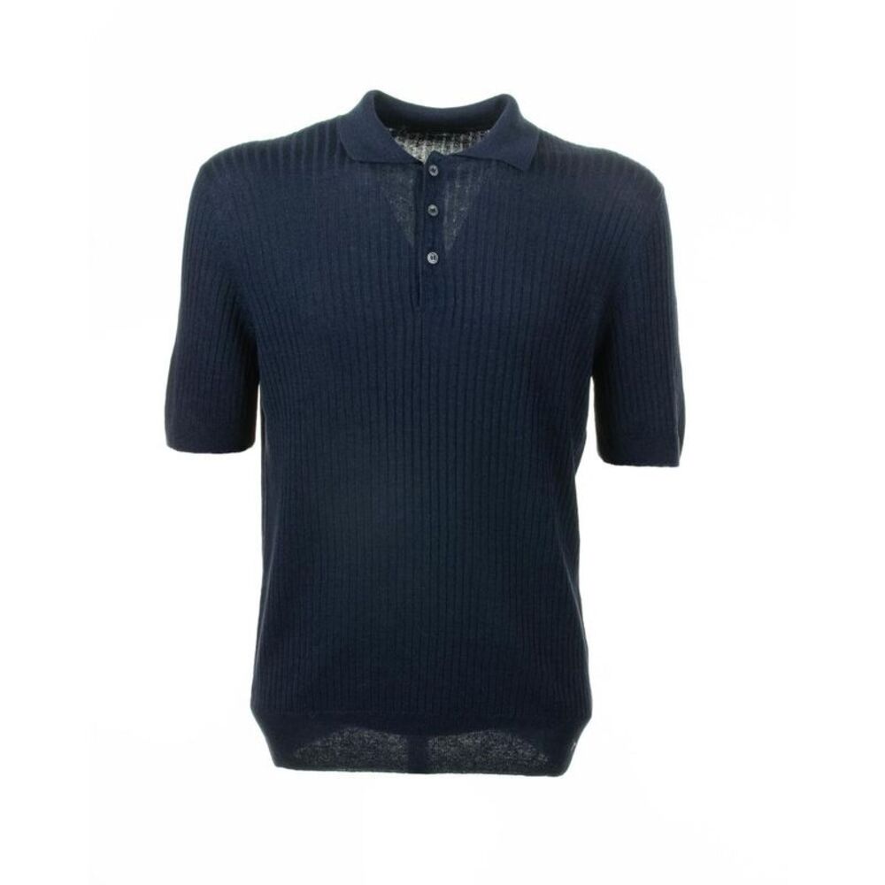 TAGLIATORE Men's Ribbed Knit Polo Shirt Men BLUE T-Shirts